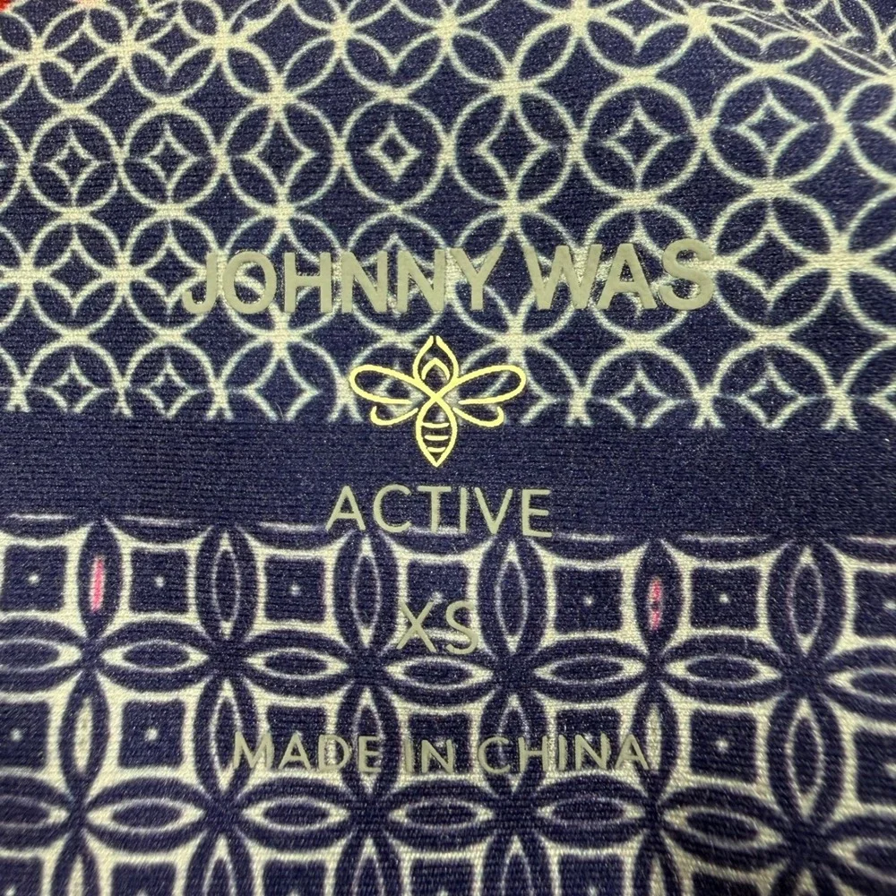 Johnny Was Active Patchwork Floral Leggings‎ XS Blue Activewear NWOT